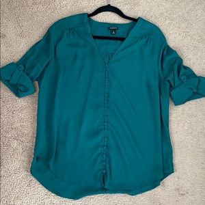 Torrid button down green blouse